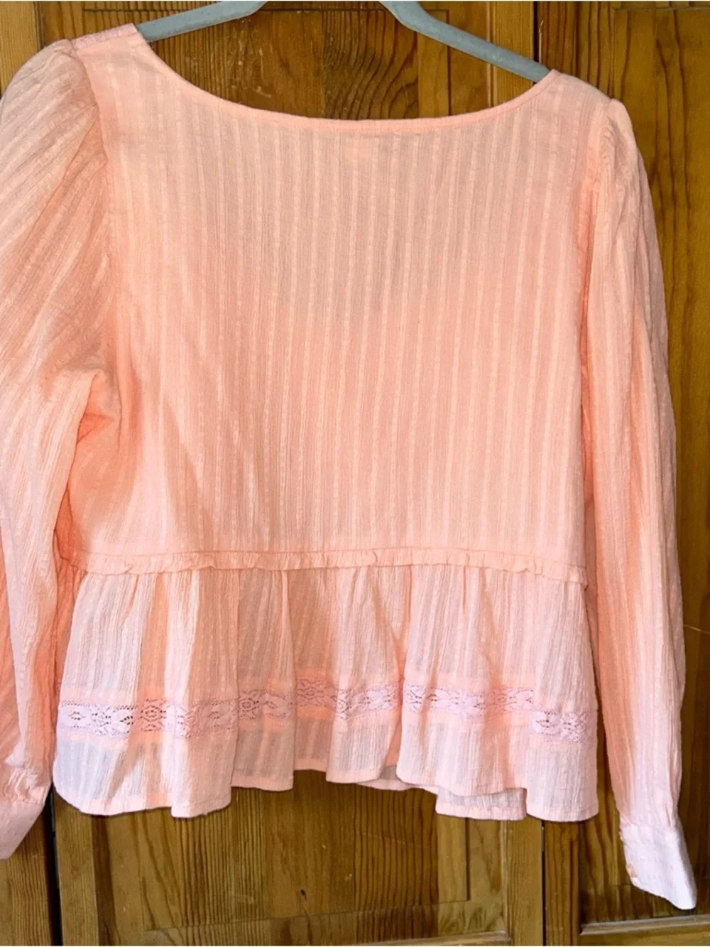 American Eagle Outfitters Coral Lace-Trim Peasant Tunic